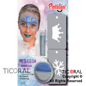 KIT POUCH DUO MAQUILLAJE CREMA+STENCIL 2 EN 1+GIBRE PRINCESA ART 616-0008 x 1